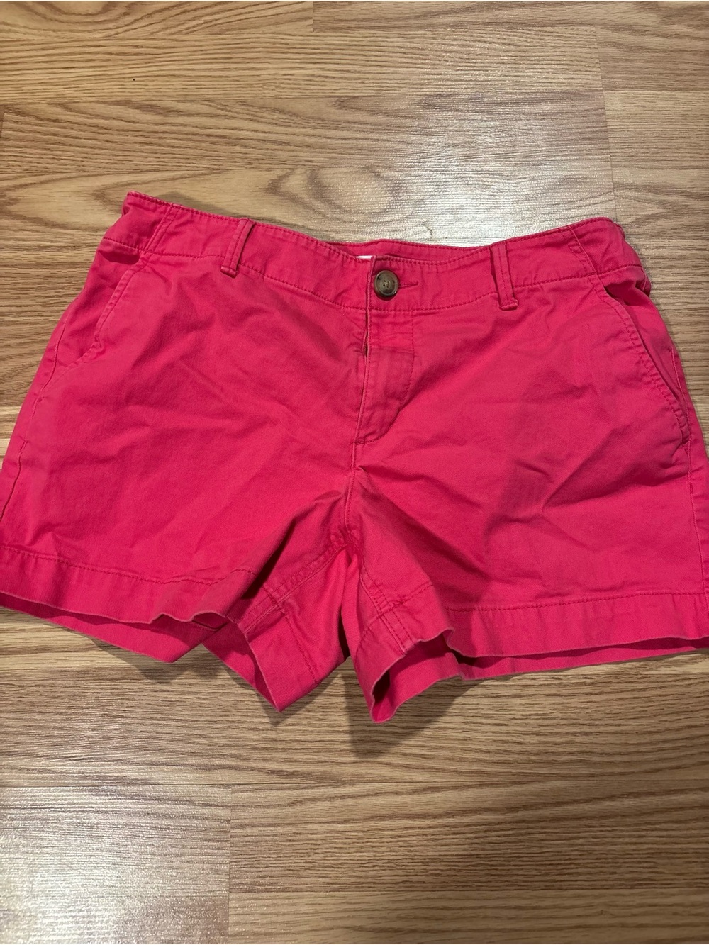 LOFT Hot Pink High-Rise Cotton Shorts the washed twill short 4” size 8